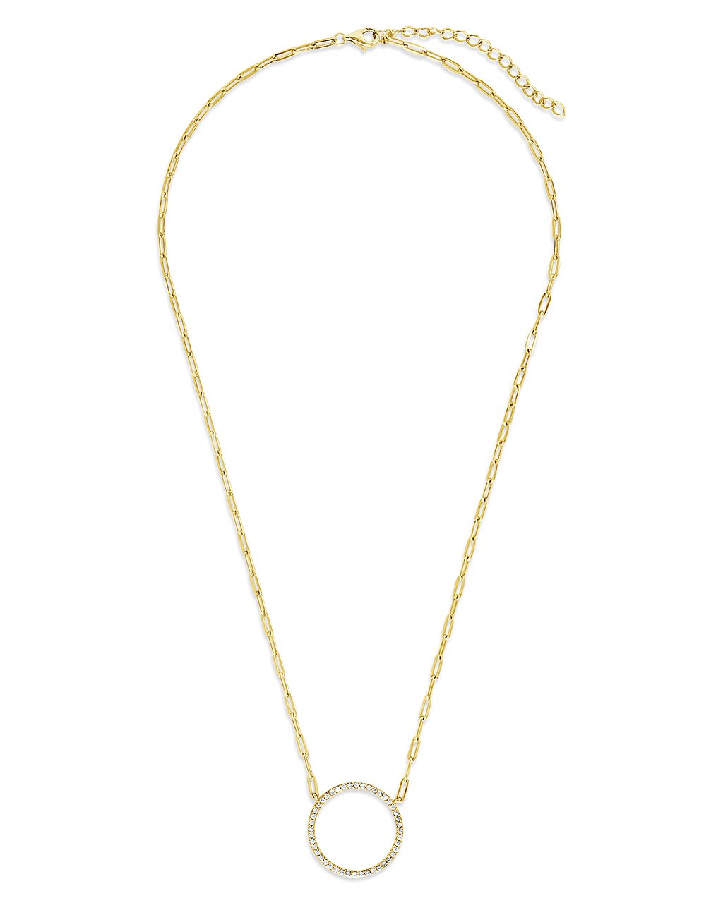 CZ Open Circle Chain Link Necklace - Sterling Forever