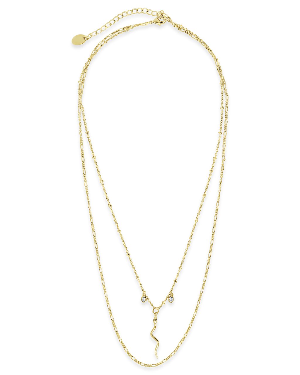 Snake & Bezel CZ Layered Necklace - Sterling Forever