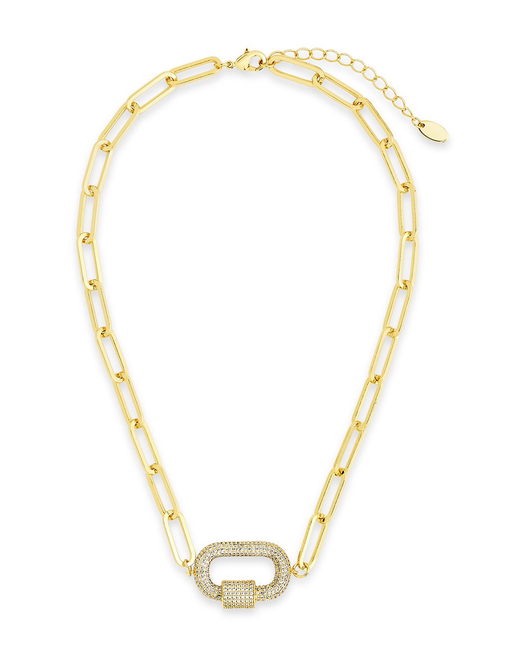 Pave CZ Carabiner Linked Lock Necklace Necklace Sterling Forever