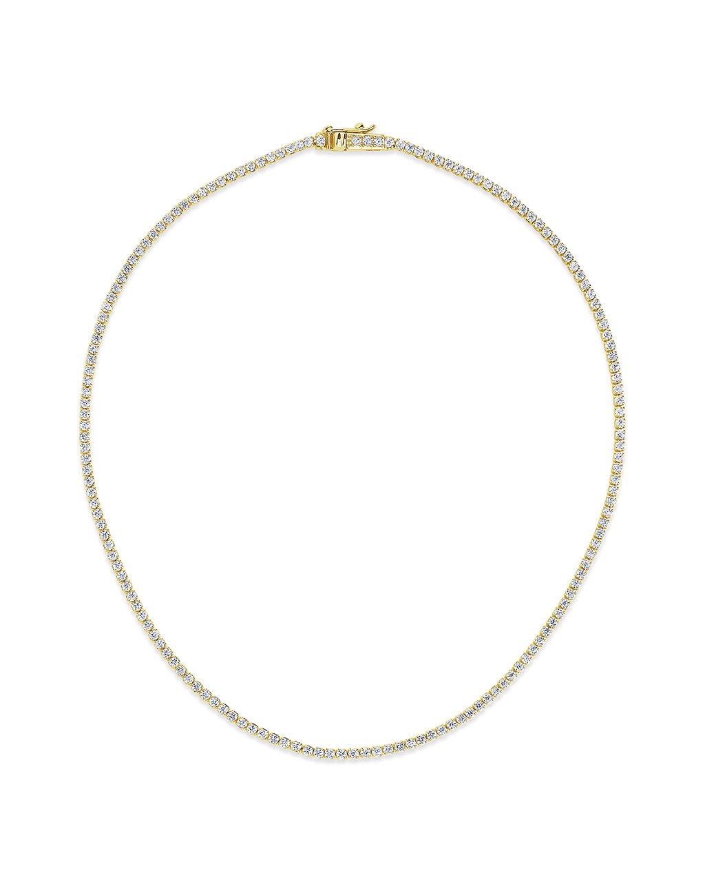 Bezel CZ Tennis Necklace Necklace Sterling Forever Gold 13"