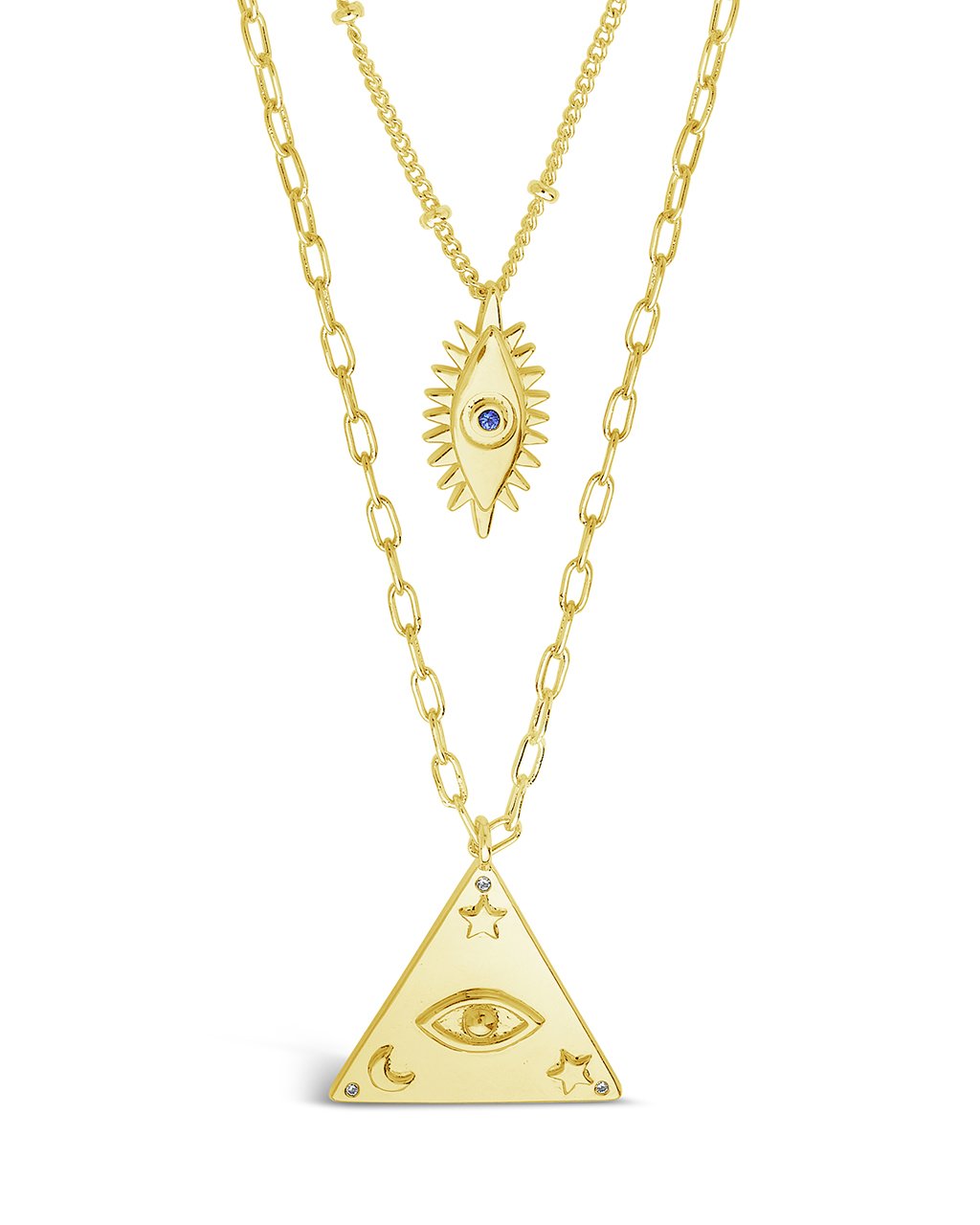 CZ Evil Eye Layered Necklace Set Necklace Sterling Forever Gold 