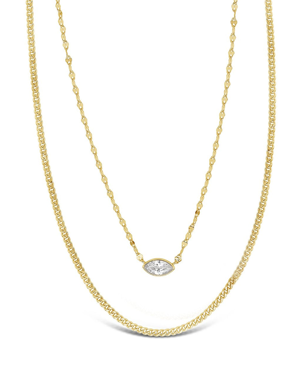 CZ Dainty Layered Necklace Necklace Sterling Forever Gold
