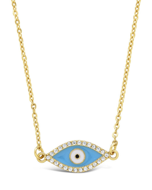 CZ & Enamel Evil Pendant Necklace Necklace Sterling Forever Turquoise