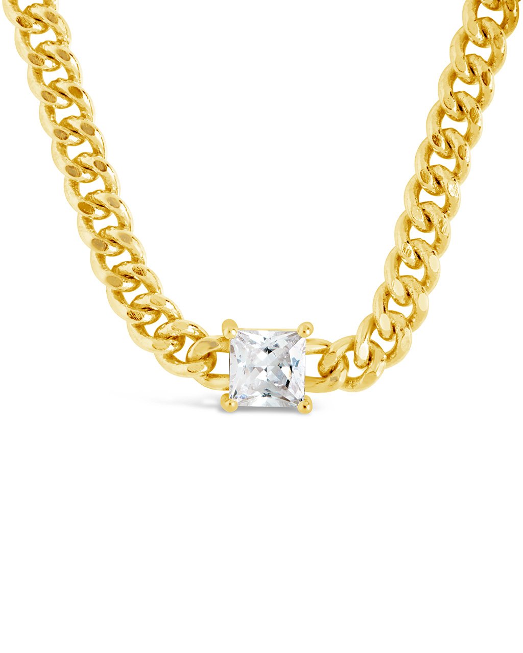 Curb Chain Necklace with Stationed CZ Necklace Sterling Forever