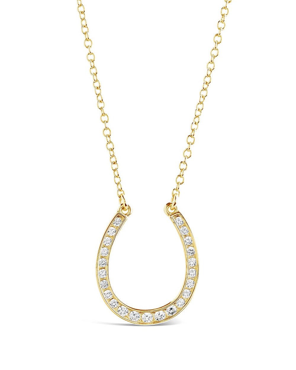 CZ Horseshoe Pendant Necklace Sterling Forever Silver