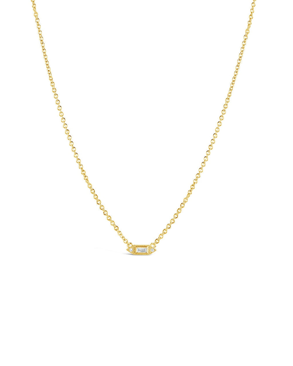 Elongated Diamond CZ Pendant Necklace Necklace Sterling Forever Gold 