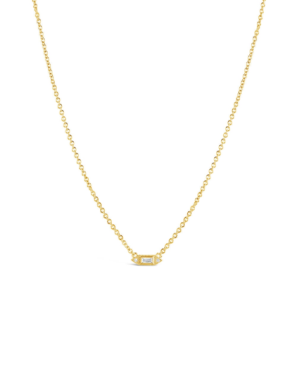 Elongated Diamond CZ Pendant Necklace Necklace Sterling Forever Gold 