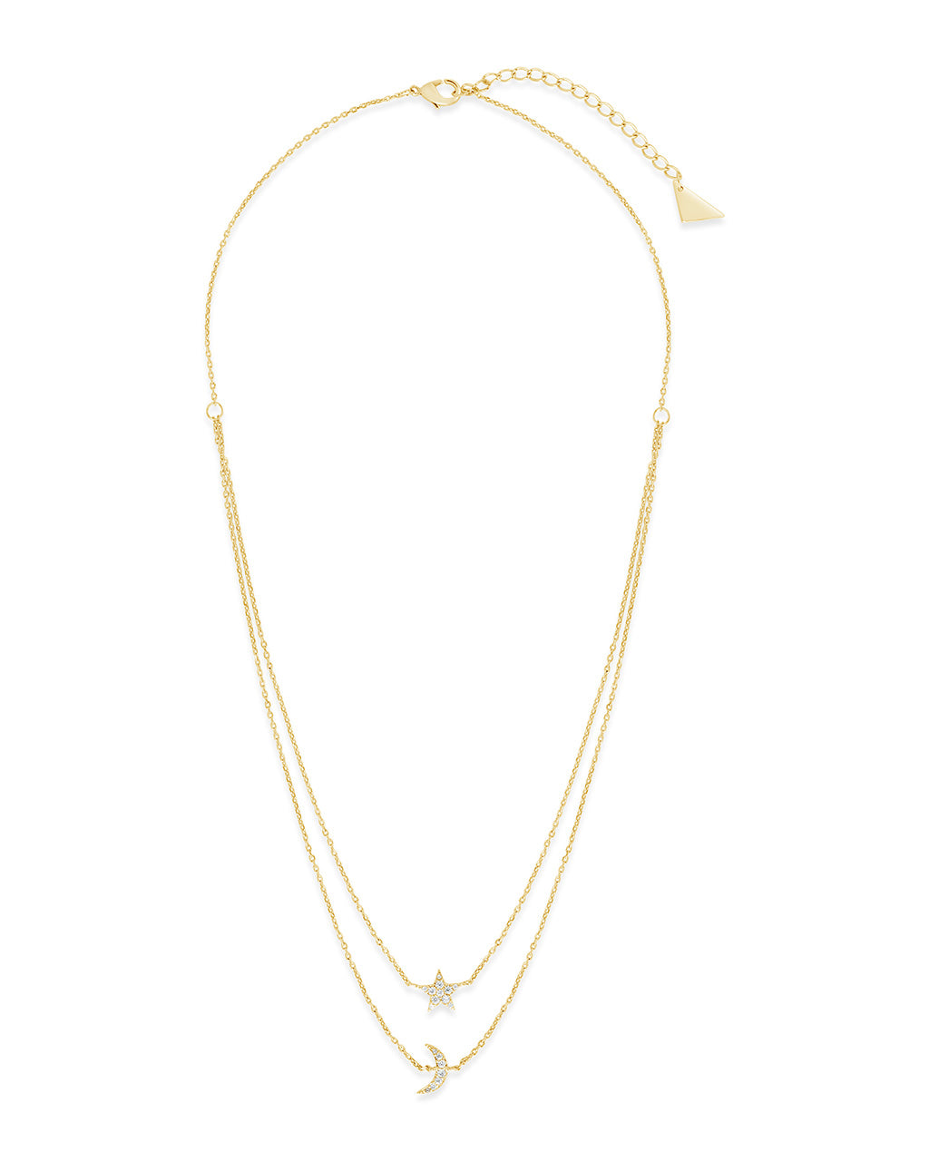 Layered CZ Crescent & Star Necklace Necklace Sterling Forever 