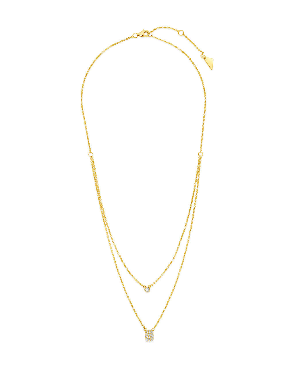 Bezel & CZ Tag Layered Necklace Necklace Sterling Forever