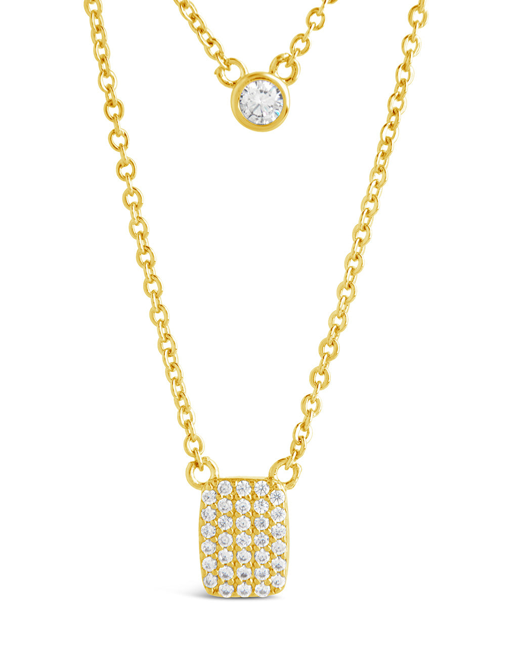 Bezel & CZ Tag Layered Necklace Necklace Sterling Forever
