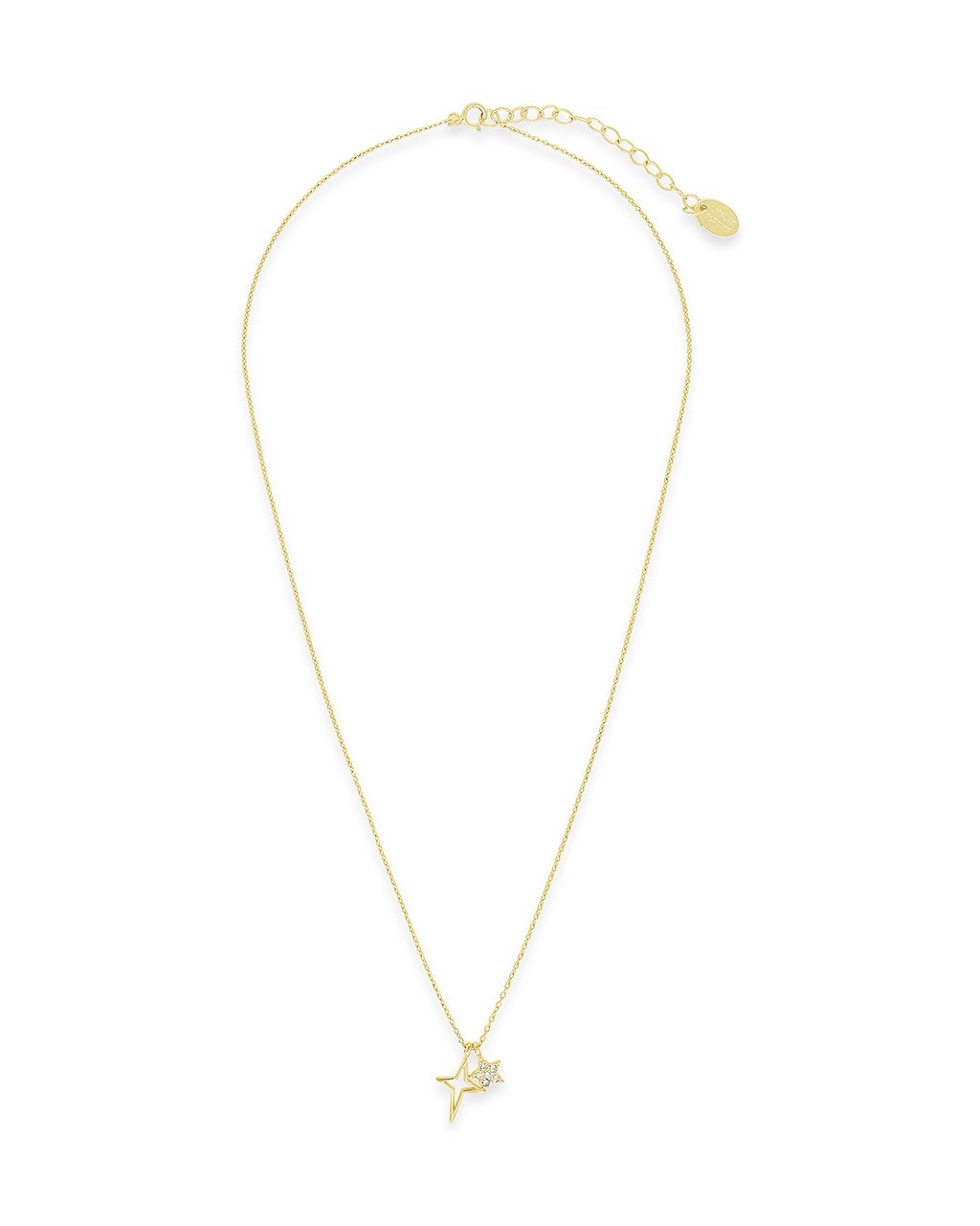Sterling Silver CZ Star & Burst Charm Necklace - Sterling Forever