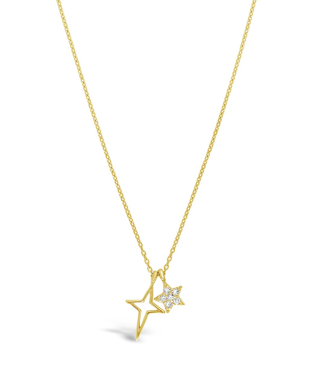Sterling Silver CZ Star & Burst Charm Necklace - Sterling Forever