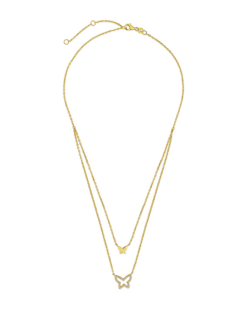Sterling Silver CZ & Butterfly Layered Necklace Necklace Sterling Forever