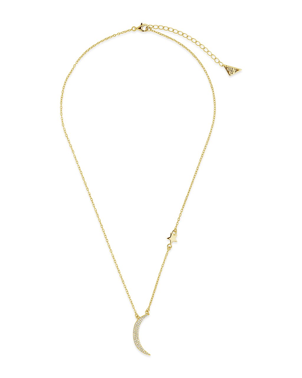 Sterling Silver CZ Moon with Star Charm Necklace Necklace Sterling Forever