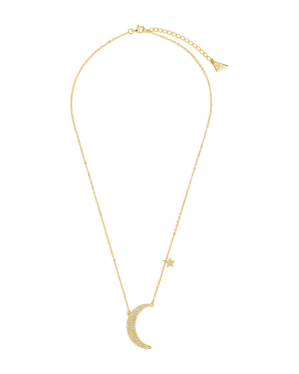 Sterling Silver CZ Crescent & Star Charm Necklace Necklace Sterling Forever