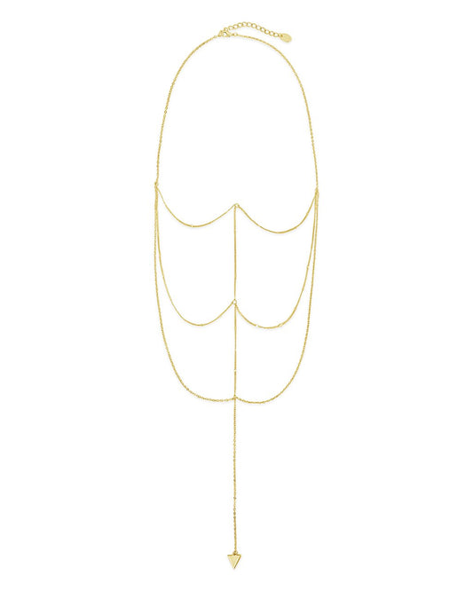 Triple Layer Triangle Drop Chain Necklace - Sterling Forever