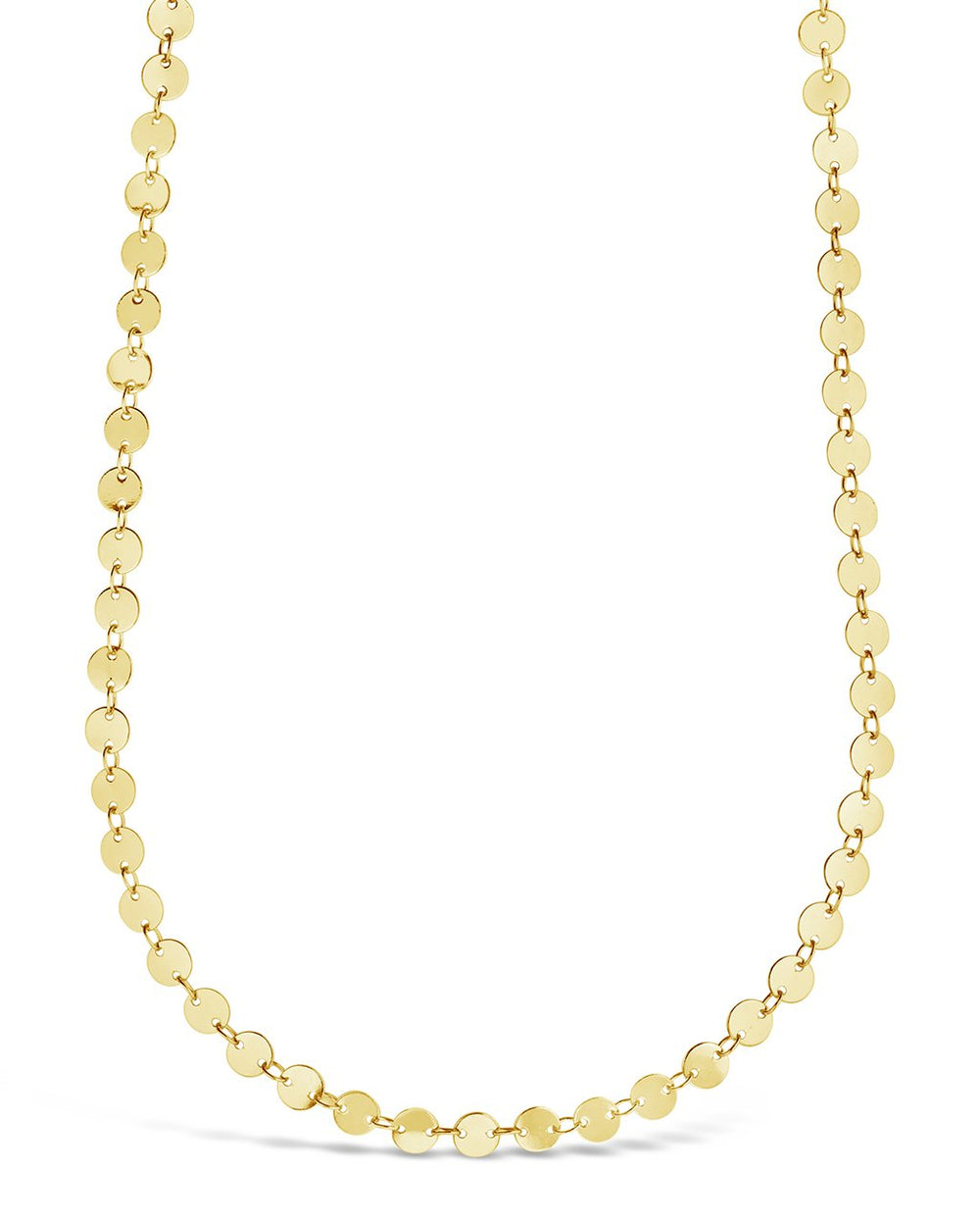 Round Disk Long Chain Necklace - Sterling Forever