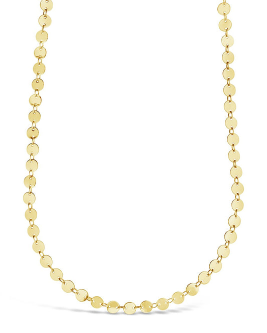 Round Disk Long Chain Necklace - Sterling Forever