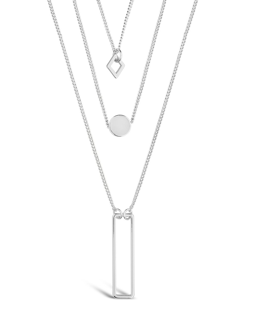 Geometric Multi Layer Necklace - Sterling Forever