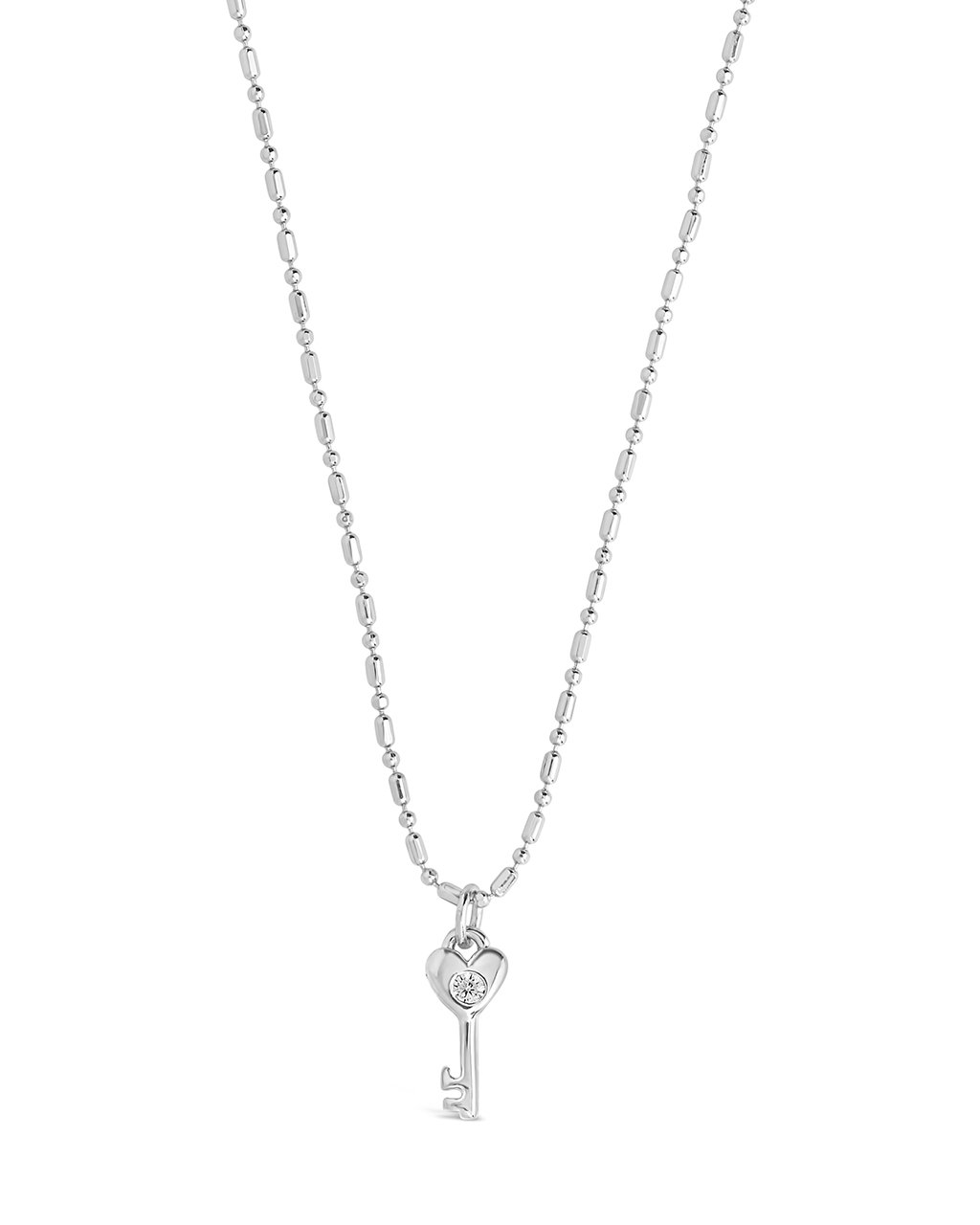 Sterling Forever Heart Key Pendant Necklace - Silver