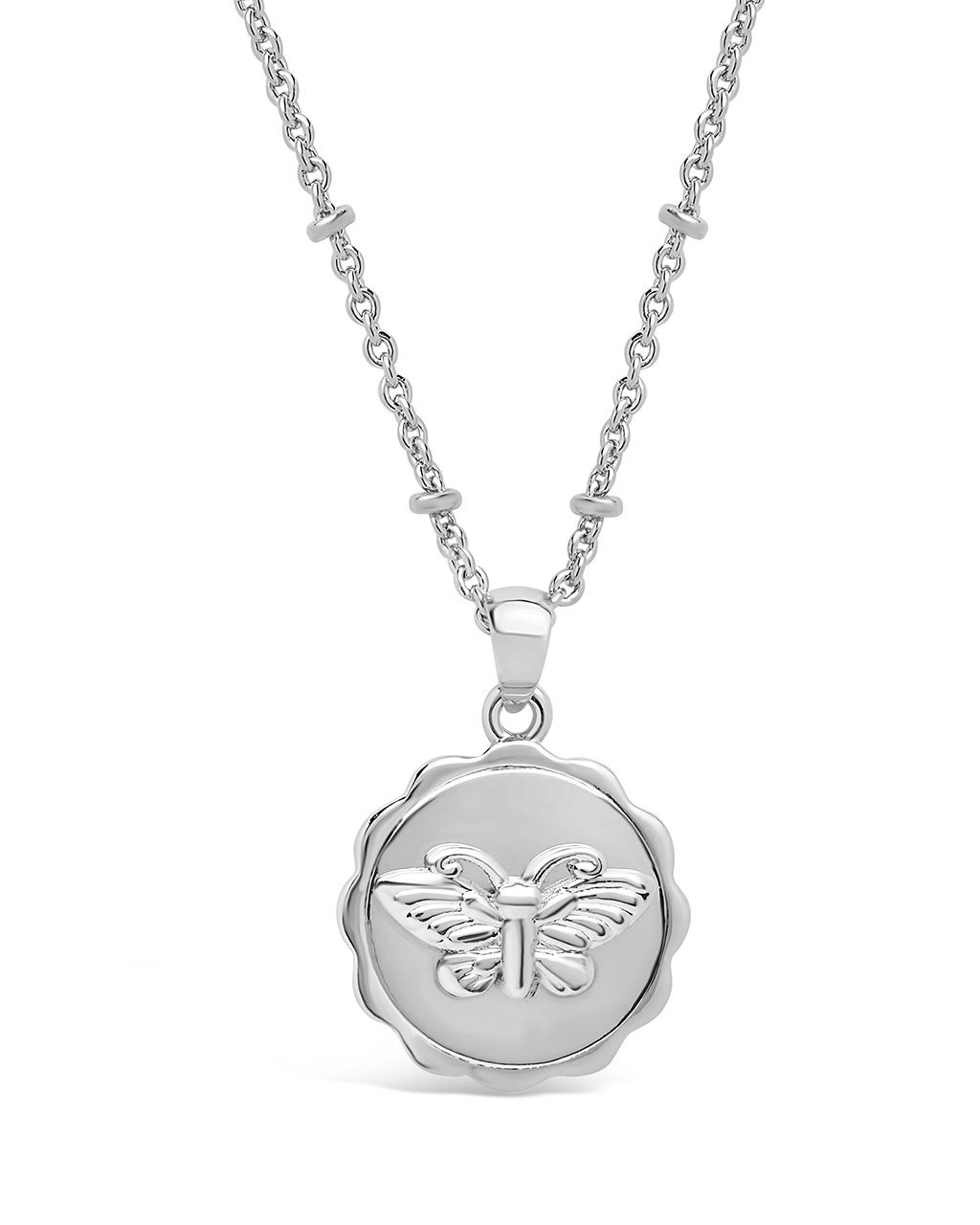 Butterfly Pendant on Beaded Chain - Sterling Forever