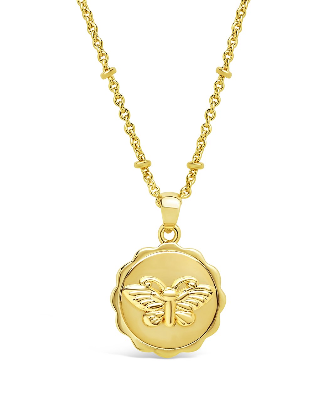 Butterfly Pendant on Beaded Chain - Sterling Forever