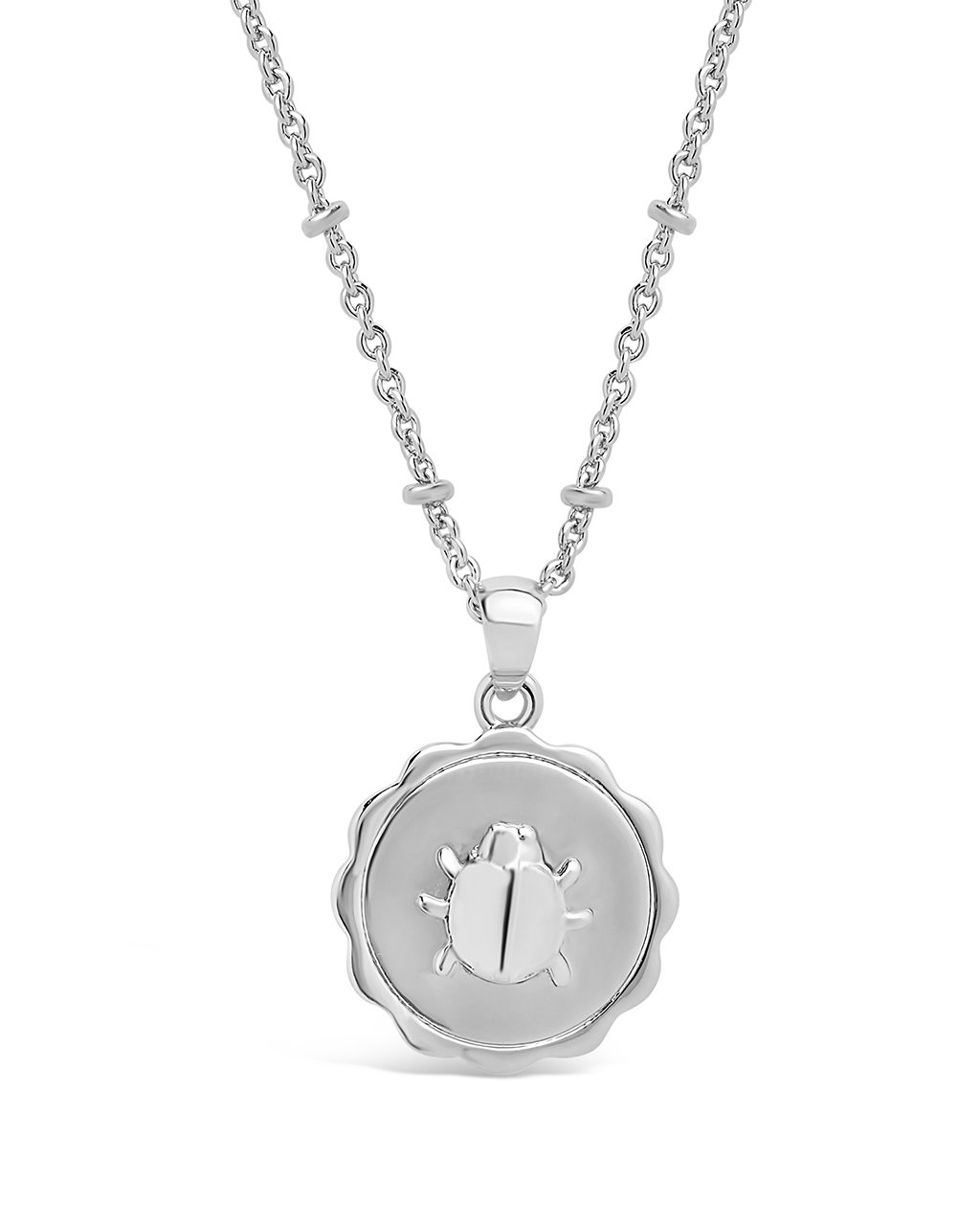 Ladybug Pendant on Beaded Chain - Sterling Forever