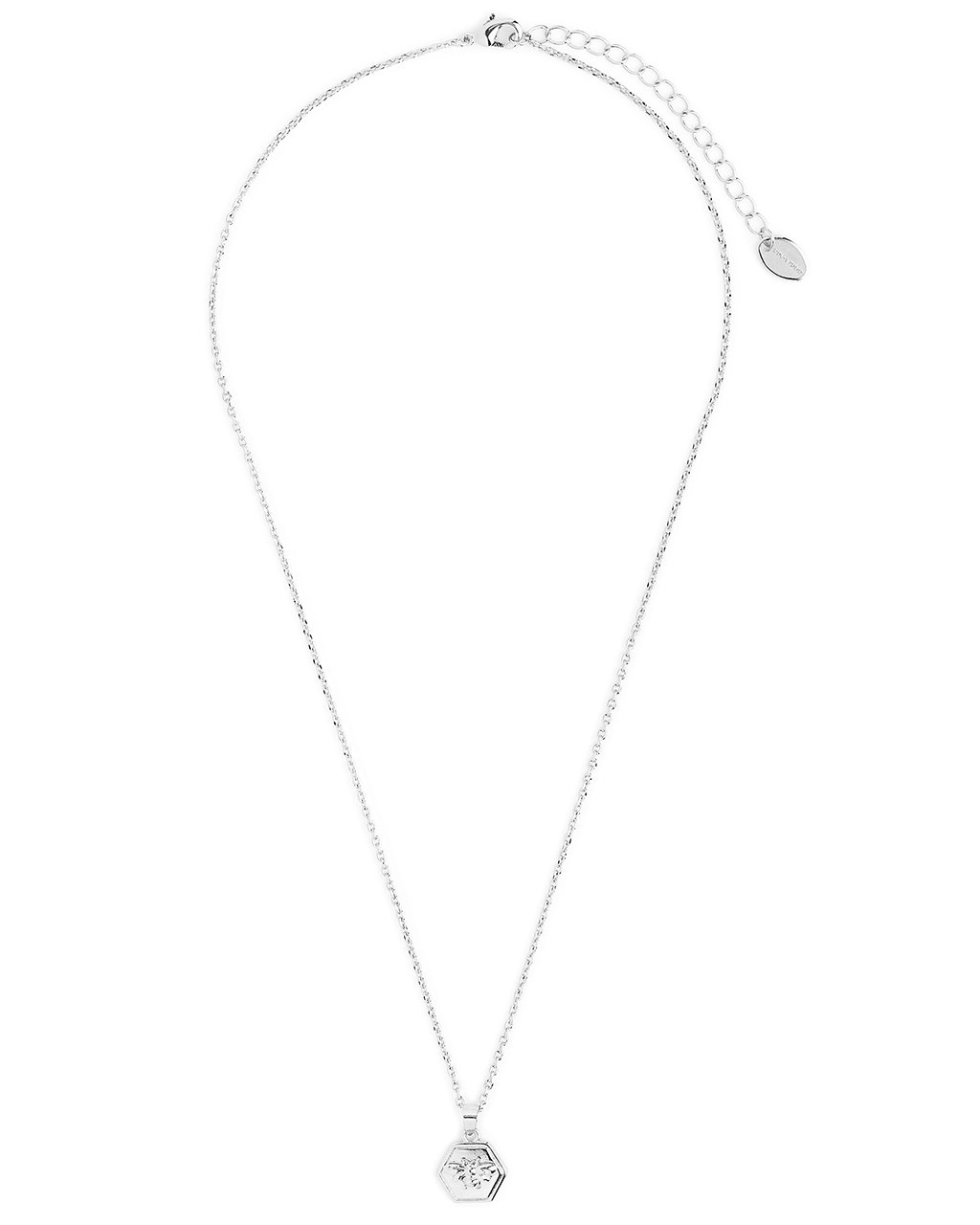 Hexagon Bee Pendant Necklace - Sterling Forever