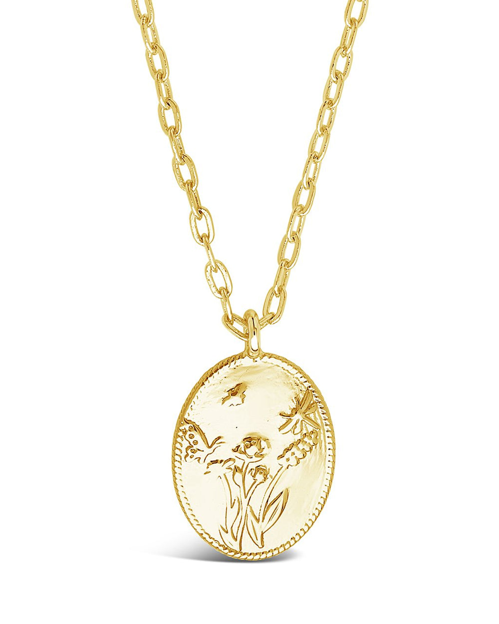 Engraved Garden Pendant Necklace Sterling Forever Gold