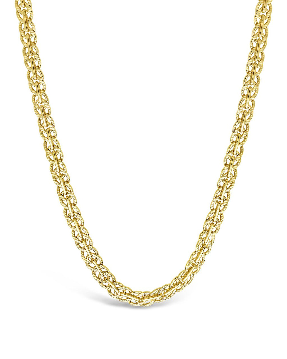 Hammered Interlocking Curb Chain Necklace Sterling Forever Gold 