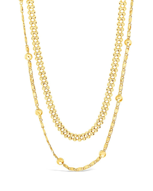 Layered Beaded Chain Necklace Necklace Sterling Forever Gold