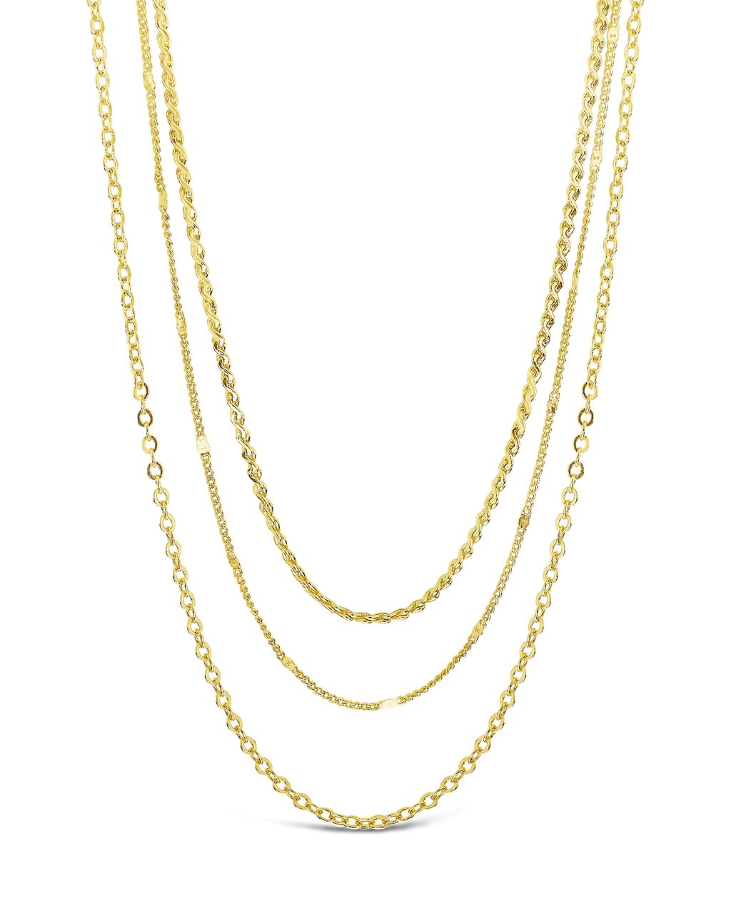 Dainty Three Layer Chain Necklace Necklace Sterling Forever Gold