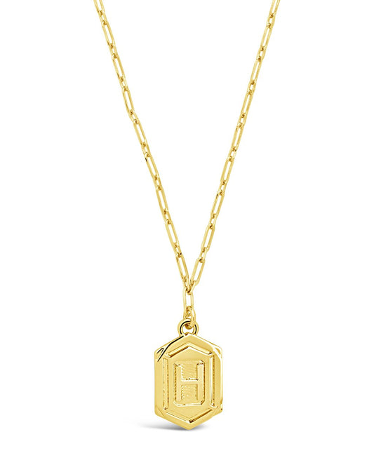 Hexagon Tag Initial Necklace Necklace Sterling Forever Gold H