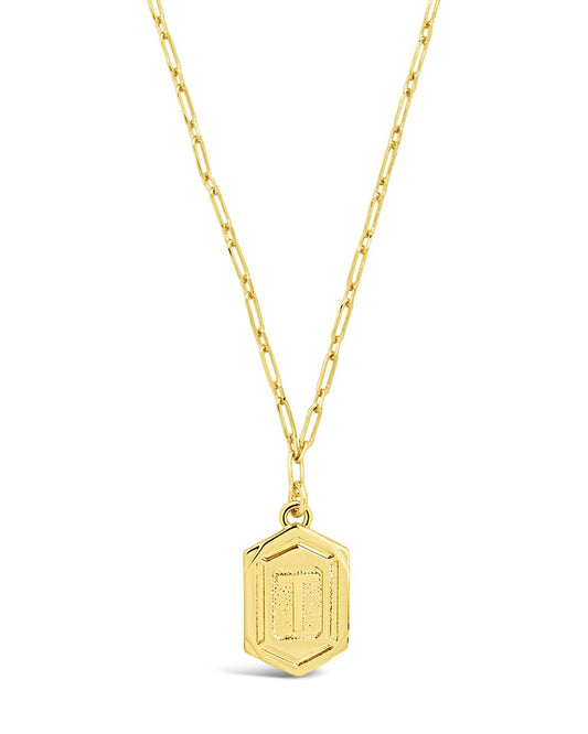 Hexagon Tag Initial Necklace Necklace Sterling Forever Gold T