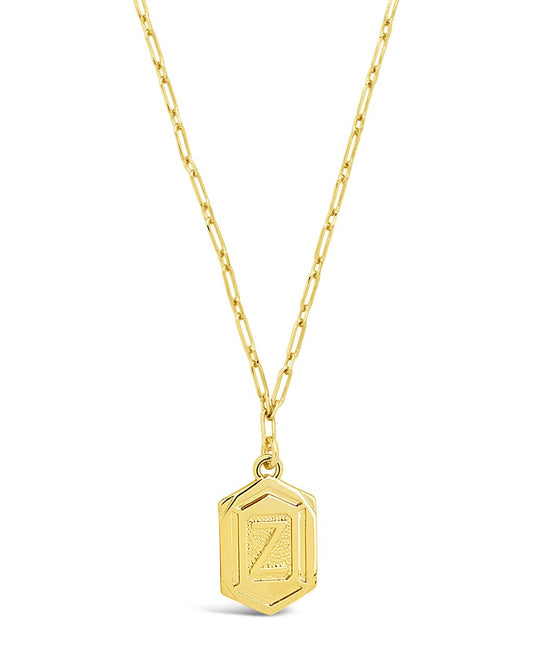 Hexagon Tag Initial Necklace Necklace Sterling Forever Gold Z