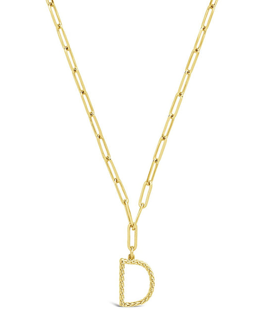 Braided Initial Pendant Necklace Necklace Sterling Forever Gold D