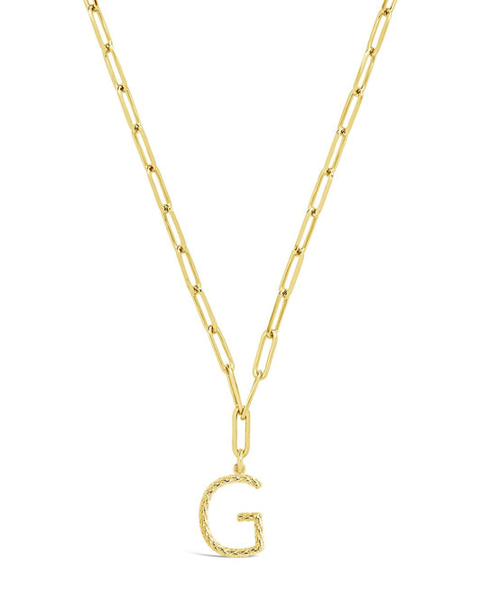 Braided Initial Pendant Necklace Necklace Sterling Forever Gold G