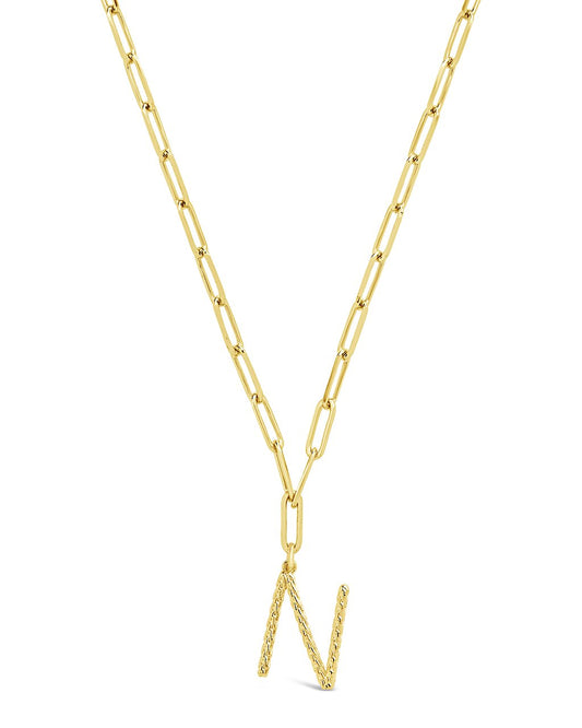 Braided Initial Pendant Necklace Necklace Sterling Forever Gold N