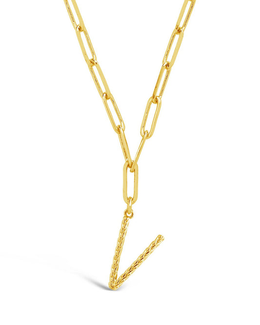 Braided Initial Pendant Necklace Necklace Sterling Forever Gold V