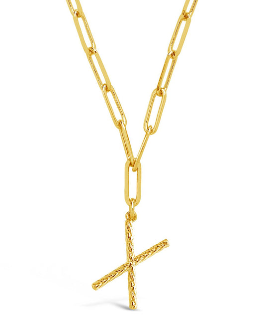 Braided Initial Pendant Necklace Necklace Sterling Forever Gold X