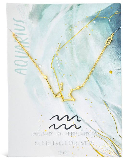 Station Constellation Pendant Necklace Necklace Sterling Forever Gold Aquarius (Jan 20 - Feb 18)