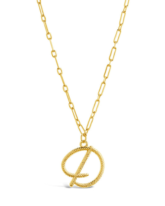 Textured Initial Charm Necklace Necklace Sterling Forever