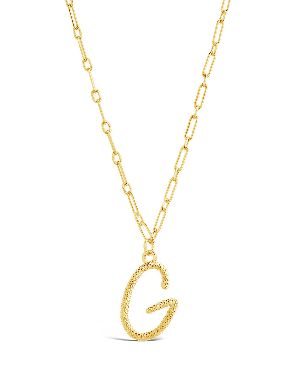 Textured Initial Charm Necklace Necklace Sterling Forever Gold G