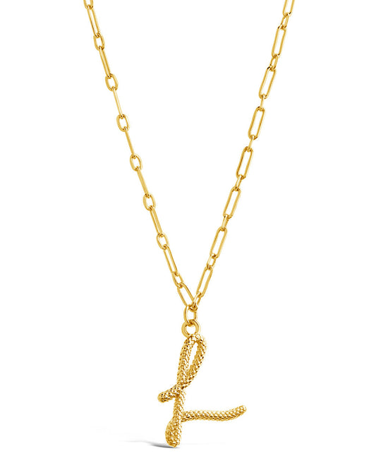Textured Initial Charm Necklace Necklace Sterling Forever