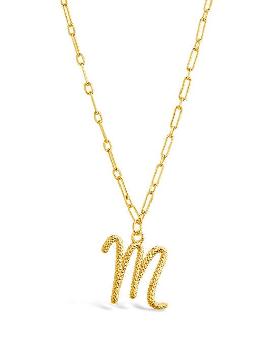 Textured Initial Charm Necklace Necklace Sterling Forever