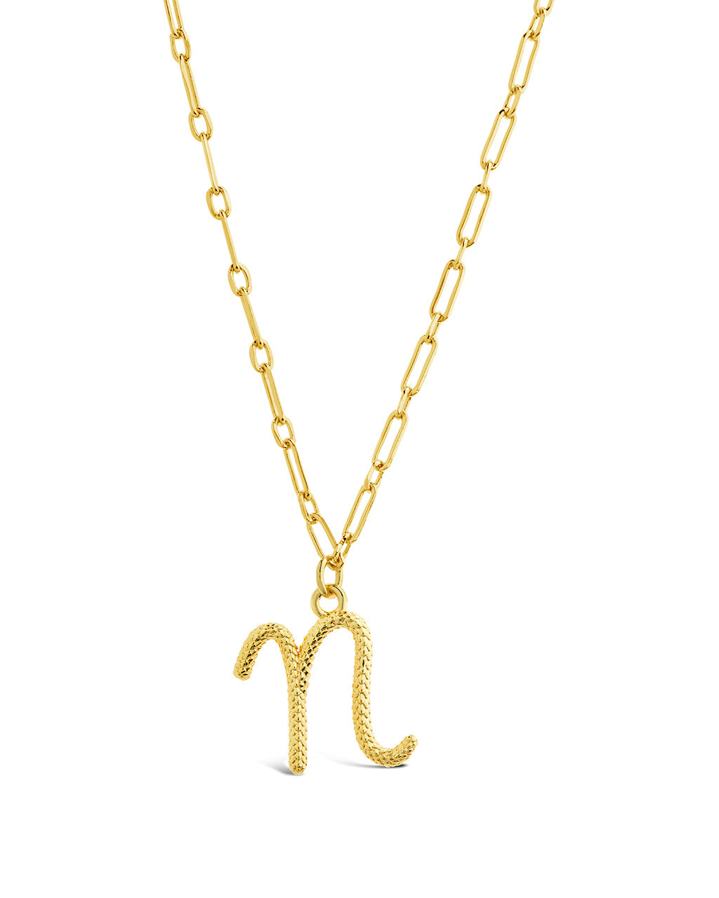 Textured Initial Charm Necklace Necklace Sterling Forever Gold N