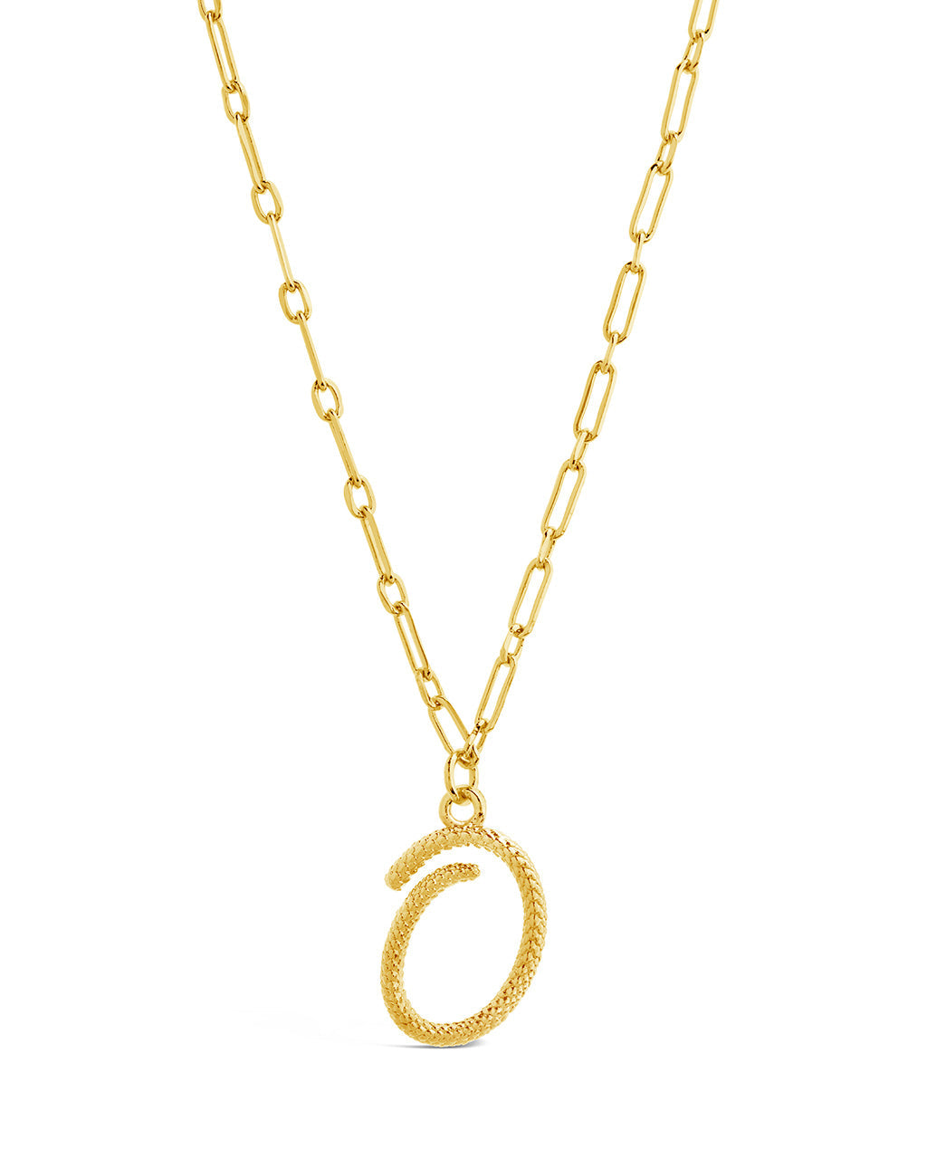 Textured Initial Charm Necklace Necklace Sterling Forever Gold O