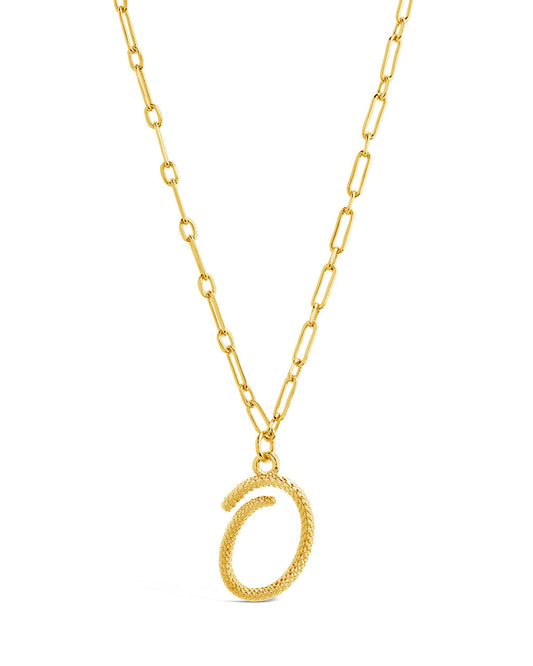 Textured Initial Charm Necklace Necklace Sterling Forever Gold O