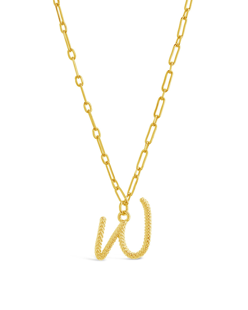 Textured Initial Charm Necklace Necklace Sterling Forever Gold W