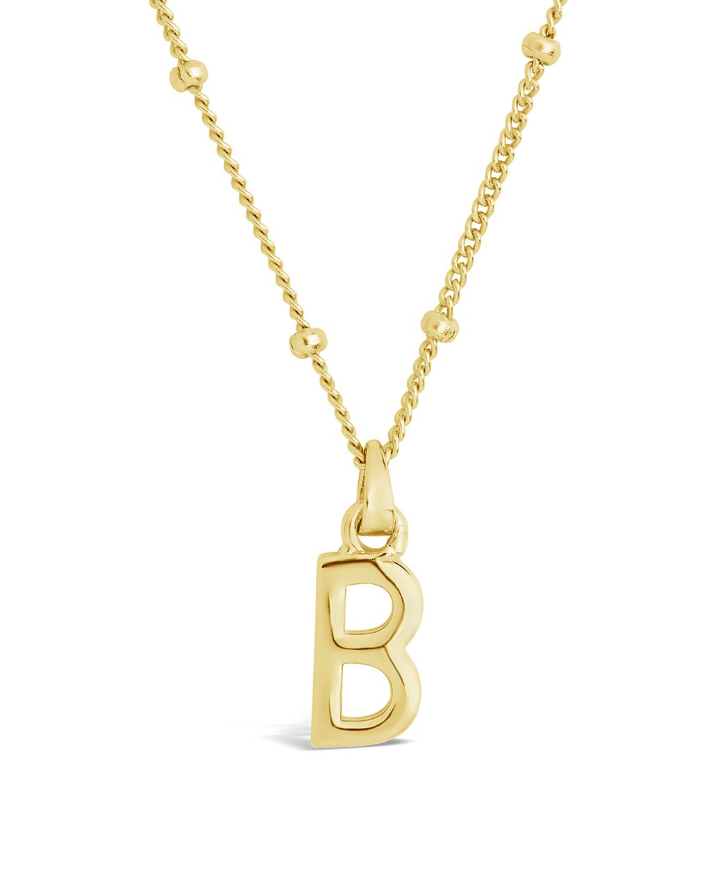 Sterling Silver Initial Necklace with Beaded Chain Necklace Sterling Forever Gold B 